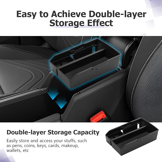 LUWU Center Console Organizer Compatible with 2025 2026 VW T iguan Accessories S/SE/SE R-Line Black/SEL R-Line Armrest Console Organizer & Front Center Console Storage Tray & Cup Holder 3PCS