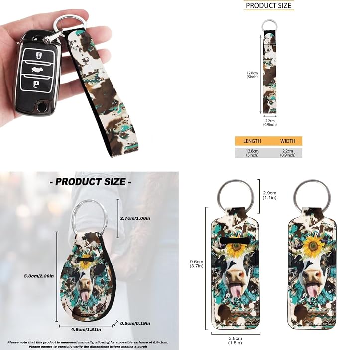 Funny Cow 13 Pcs Car Seat Covers with Steering Wheel Cover,Seat Belt Covers Cup Holder with Keychain Novelty Automotive Protector Set Universal Fit Automotive Most Cars