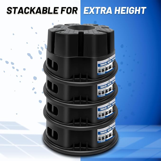 ROBLOCK 6''H 4 PCS Trailer Jack Block with Bag, RV Camper Stabilizer Blocks for Travel Trailer, Suit for Any Tongue Jack, Post, Foot, 5th Wheels, Round Square or Scissor Stabilizer