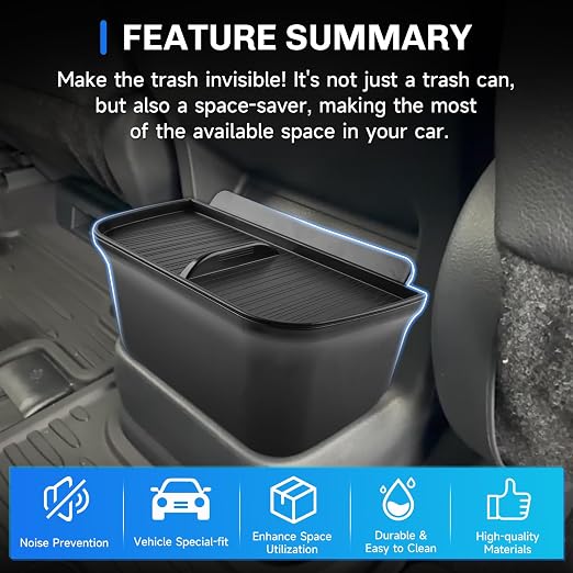 SXCY for 2025 2026 Toyota Sienna Trash Can for 2021-2026 Toyota Sienna Accessories Rear Seat [Not for Cool Box] [OEM-Fit] Waterproof Leak-Proof 2-in-1 Trash Bin & Organizer w/Lid Odor-Free Storage