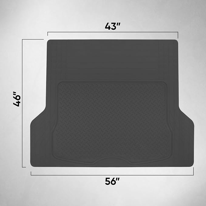Motor Trend FlexTough™ Baseline Rubber Car Floor Mats with Trunk Mat Cargo Liner, Front & Rear Combo Set fits Most Car SUV Van Coupe Sedan, Heavy Duty All Weather Trim to Fit