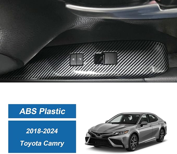 Carbon Fiber Window Lift Switch Panel Cover Compatible with Toyota Camry 2018-2024