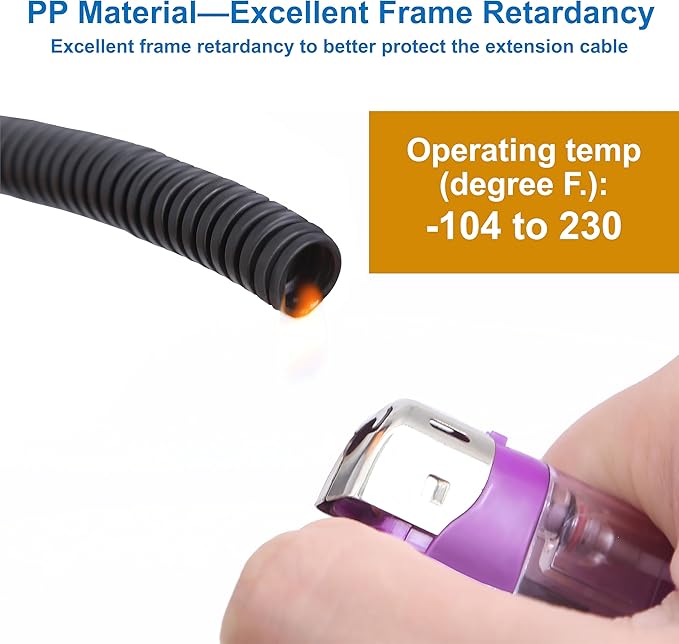 4 Pin Camera Cable with Corrugation Tube Cover, Aviation Extension, 4 Pin Video Cable for Backup Camera Rear View System RV Truck Trailer Bus Car Waterproof (16ft/5m)