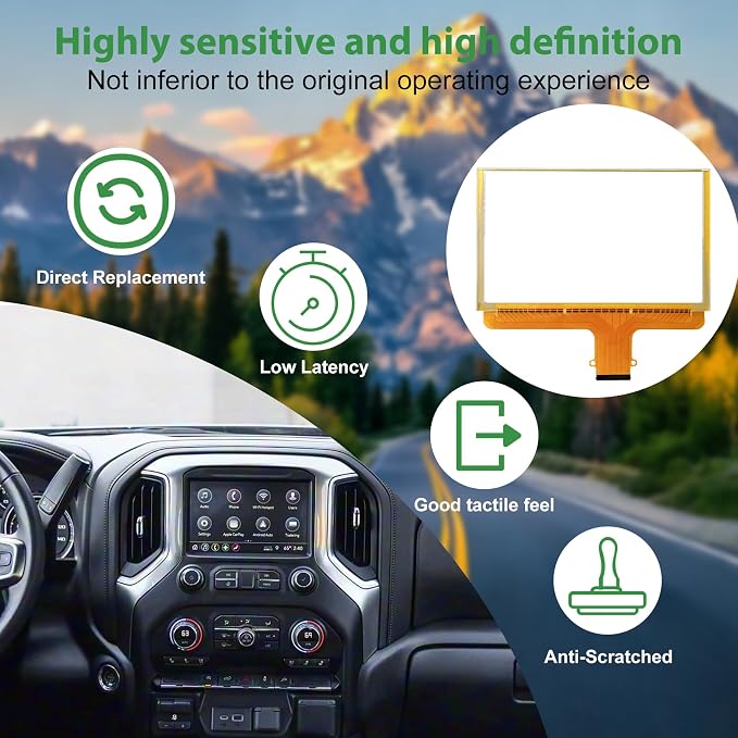 DJ080PA-01A Touch Screen Digitizer Replacement (8''), Compatible with Chevy gmc, 2014-2019 Sierra Suburban Acadia Terrain Yukon Canyon, Silverado Tahoe Colorado, Mylink Touchscreen Radio Navigation
