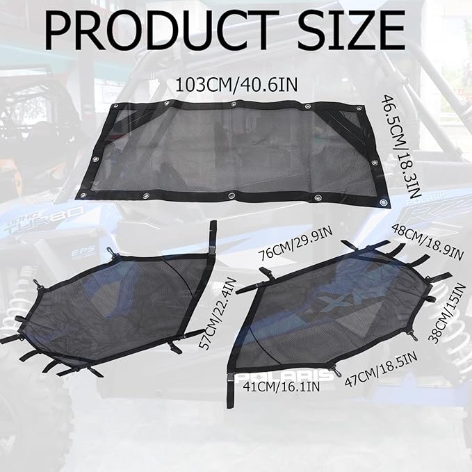 for ATV/UTV Window Net Rear Roll Cage Mesh Guard + Right + Left Window Shade Shield Net Cover for Polaris RZR 570 800 800s 900 Turbo s 1000 RZR XP Polaris Ace 2015-2019