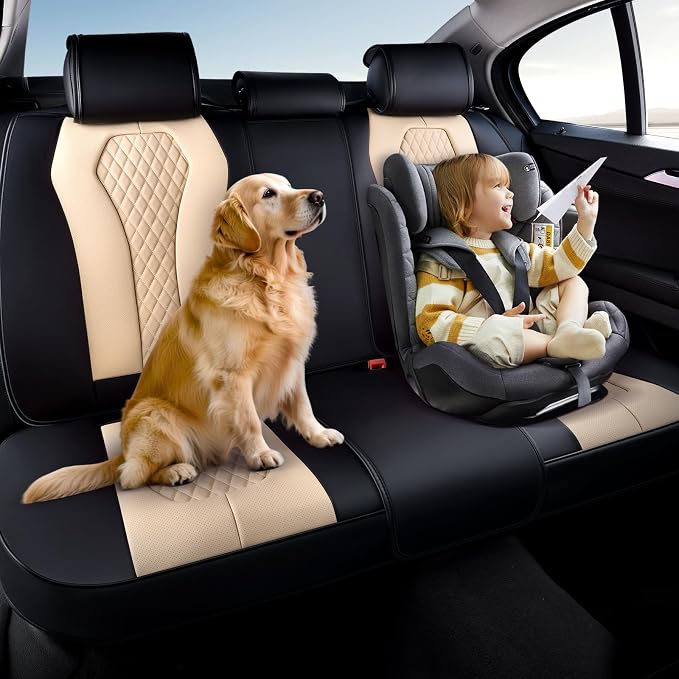 Coverado Car Seat Covers, Back Car Seat Cover, 3-Pieces Leather Seat Cover, Luxury Car Seat Cushion, Luxury Seat Cover Seat Protector Universal Most Cars Trucks SUV