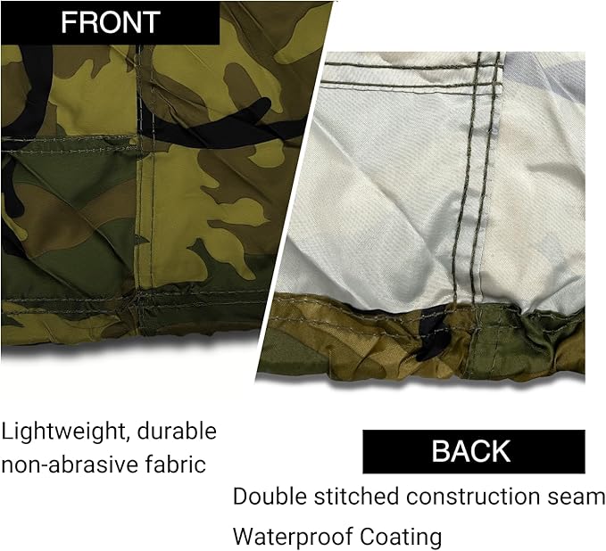 EliteShield Lightweight ATV Cover, Weatherproof Quad Cover, Water and Wind Resistant Four Wheeler Cover for Polaris Kawasaki Yamaha Suzuki Honda Arctic Cat Can-Am, Camo Color fits up to 86" Long
