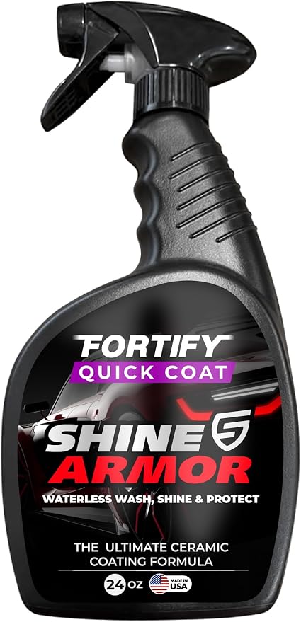 SHINE ARMOR Fortify Quick Coat 24oz | 3-in-1 Ceramic Car Wax Waterless Wash | Spray On, Wipe Off in Under 10 Minutes. 6 to 12 Month Ceramic Protection on Paint, Glass, Chrome, Trim & Wheels. Made in USA