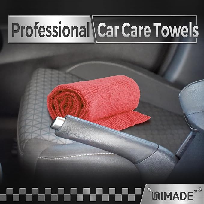 UNIMADE Shop Towels, 400 Pack Commercial Grade Work Rags Microfiber Towels for Cars Cleaning Rag Bulk Detailing Cloth for Automotive Bar Mechanic Restaurant Garage Housekeeping, 11.5"x 11.5", Red
