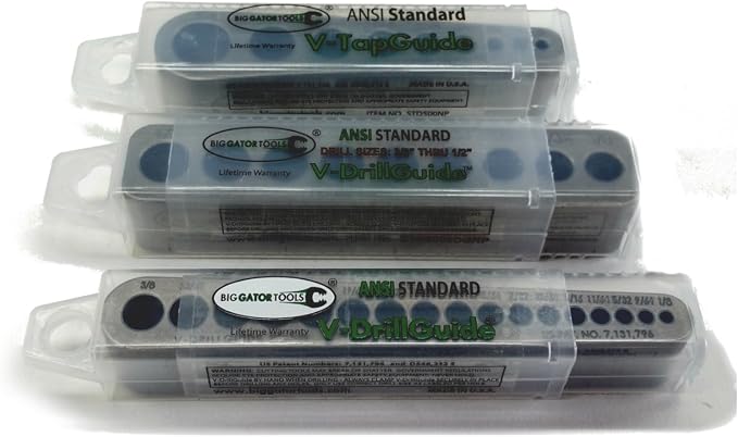 Big Gator Tools STD Series 3PC V-Drill Guide w/35 SAE Hole Sizes 1/8" - 5/8" 3PC Set