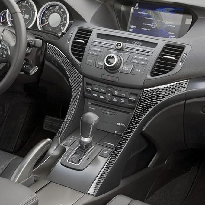 Black Soft Carbon Fiber car Interior Center Console 2/Piece Decorative Stickers on Both Sides Suitable for Acura TSX 09-14 Carbon Fiber car Interior