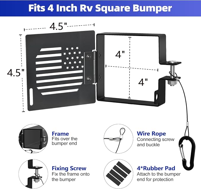 Aluminum RV Bumper End Cap 2 Pack, Fits 4-Inch Square Camper Bumpers, Sewer Hose Storage Covers with Vent Holes, Travel Trailer Motorhome Outdoor Accessories