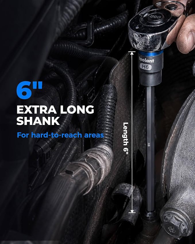 toolant 14pcs 3/8 Drive Extra Long Master Allen And Torx Bit Socket Set, Metric 9-14mm & SAE 1/8-3/8" Set, S2 Steel Air Drive Star Sockets, Professional Mechanic & Automotive Repair Socket Set