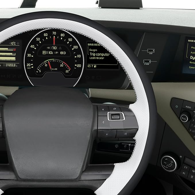 MEWANT Hand Sewn 3D Style Steering Wheel Cover Wrap for Volvo VNL VNR FM FH 2017-2025 Steering Wheel Accessories for Volvo FM