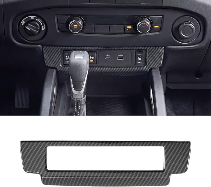 Carbon Fiber Center Console Button USB Panel Cover Compatible with Nissan Frontier 2022-2026