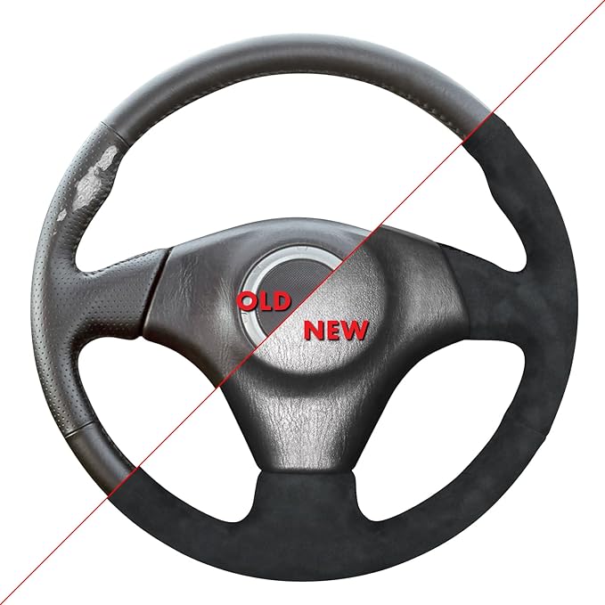 MEWANT Hand Stitch Steering Wheel Cover for Toyota RAV4 1998-2003 / Celica 1999-2006 / Corolla 2003-2008 / Matrix 2002-2008 / MR2 1999-2007 / Supra/Caldina, Custom Fit DIY Wrap Interior Accessories