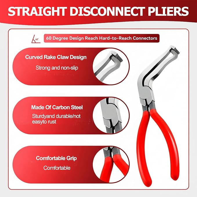 5-Pcs Electrical Disconnect & Hose Clamp Pliers Set + 18-Pc Terminal Kit, Hard-Shell Case – Connector Separator & Depinning Tool for MAF Sensor, Fuel Injector, Ignition Coil | Cars Trucks SUVs