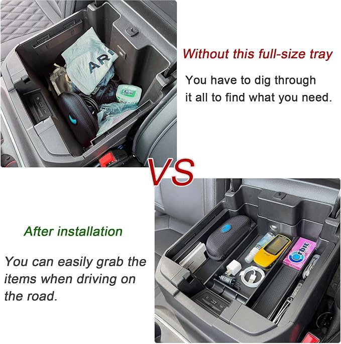 TOPINSTALL Full Size Tray and Stake Pocket Covers Compatible with 2019-2022 Silverado 1500/Sierra 1500 and 2020-2023 Silverado/Sierra 2500HD 3500HD, Tray (Bucket Seats Only)