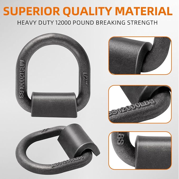 lifgarfe 8Pcs Heavy Duty 12000LBS Trailer Weld-On Forged D Ring Tie Down Anchor 1/2" Weldable D Rings