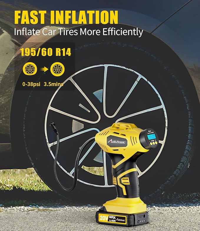 AVID POWER 20V Tire Inflator Bundle with 20V 1.5Ah Battery