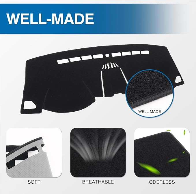 KUST Black Dash Cover Compatible with 2015-2025 2026 Ford Edge Dashboard Cover Accessories for Edge Non-Slip Polyester Dashboard Mat Custom Fit Center Console Sunshield Protector No Glare