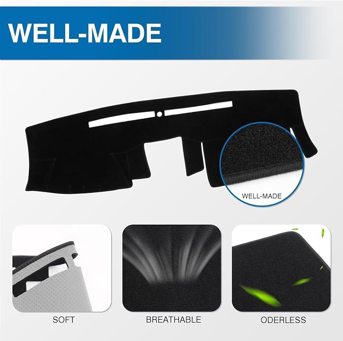 KUST Black Dash Cover for Nissan Frontier 2005-2019 2020 2021/Xterra 2005-2015/Pathfinder 2005-2012, 2009-2012 Suzuki Equator Polyester Dashboard Cover Non-Slip Sunshade Windshield No Glare
