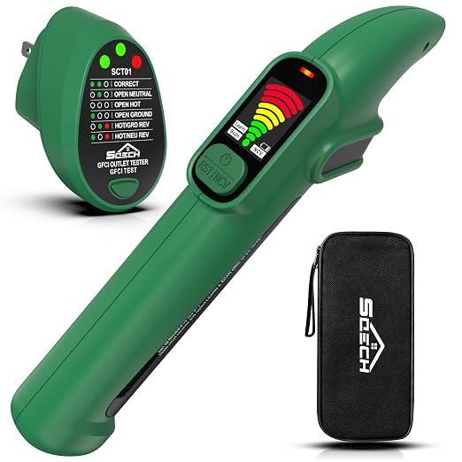 SQECH Circuit Breaker Finder Tool Kit GFCI Outlet Tester NCV Detector for 90-135V AC Electrical Circuit Tracer with Storage Bag Batteries