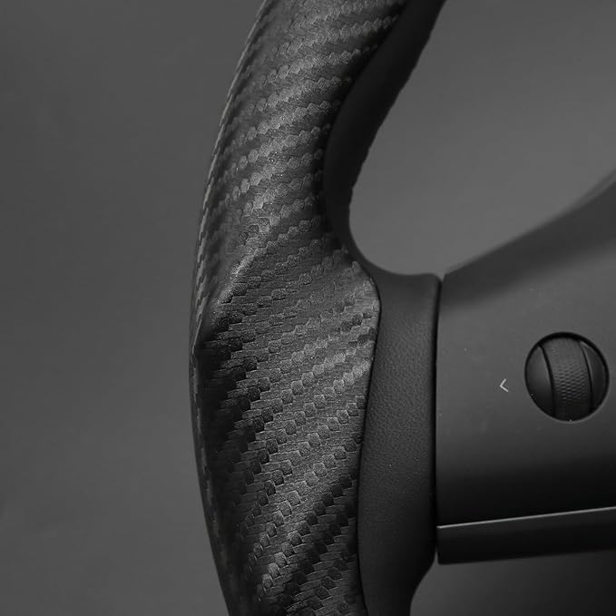 Mewant Custom-Fit Steering Wheel Cover for Tesla, Telsa Model 3 / Y Carbon Fiber Segmented Steering Wheel Cover for Men/Women, Anti-Slip, Comfortable, Model 3 / Y Accessories (Black)