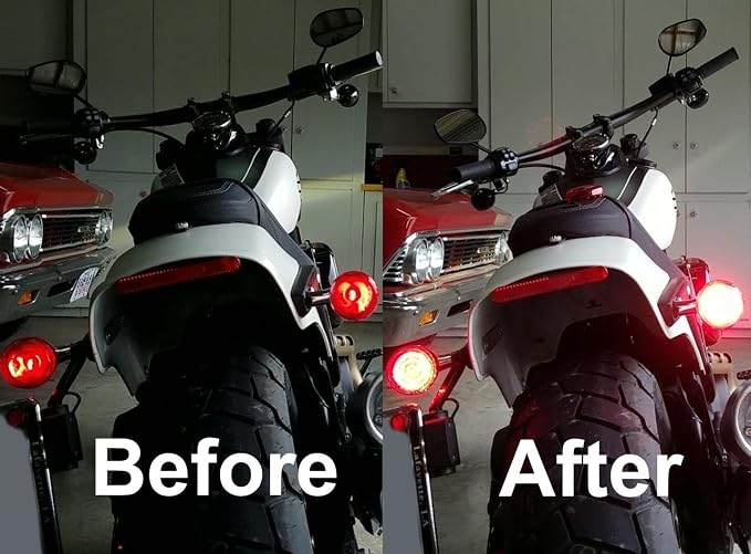 Eagle Lights 8748RTS-LR 2 Inch Rear LED Turn Signals with Halo Running Lights and Brake Lights Compatible With Harley Davidson® Motorcycles - Generation I / 1157 Base/Red/Add Load Resistors