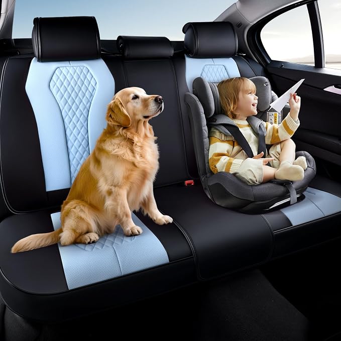Coverado Car Seat Covers, Back Car Seat Cover, 3-Pieces Leather Seat Cover, Luxury Car Seat Cushion, Luxury Seat Cover Seat Protector Universal Most Cars Trucks SUV