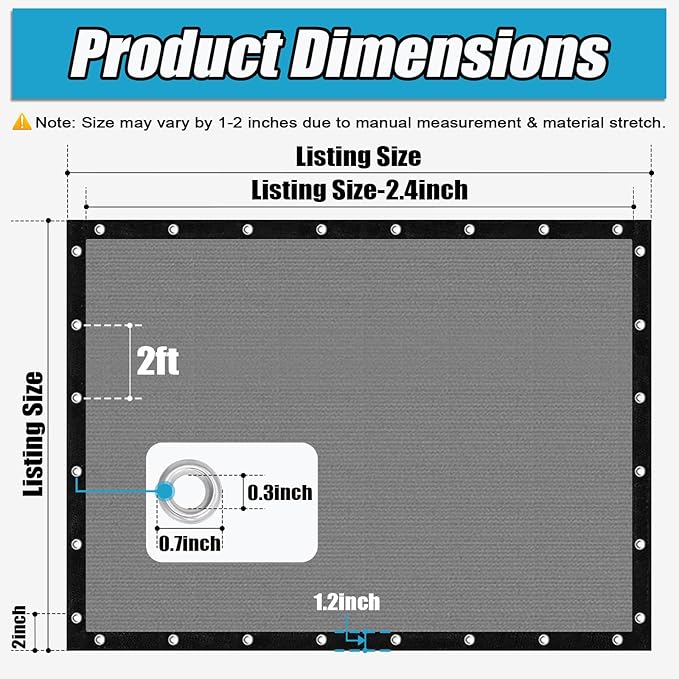 Amagenix 90% Sun Shade Cloth with Grommets, 4' x 16' Pergola Replacement Shade Cover Canopy Privacy Screen for Outdoor Patio Garden, Gray (We Customized)