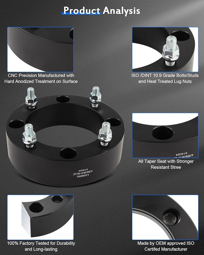 ECCPP 4PCS 2" Wheel Spacer 4x156 4 Lug 131mm CB 12x1.5 Studs Compatible with 2009-2013 for Polaris Ranger RZR 800 S 2007-2013 for Polaris Sportsman 800 EFI 2004-2010 for Yamaha YFM350 Raptor