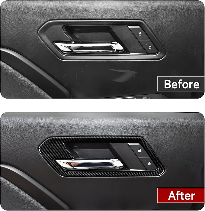 4PCS Car Inner Door Handle Sticker ABS Carbon Fiber Decal Interior Trim Cover for Chevrolet Colorado/GMC Canyon 2023 2024 2025 Accessories