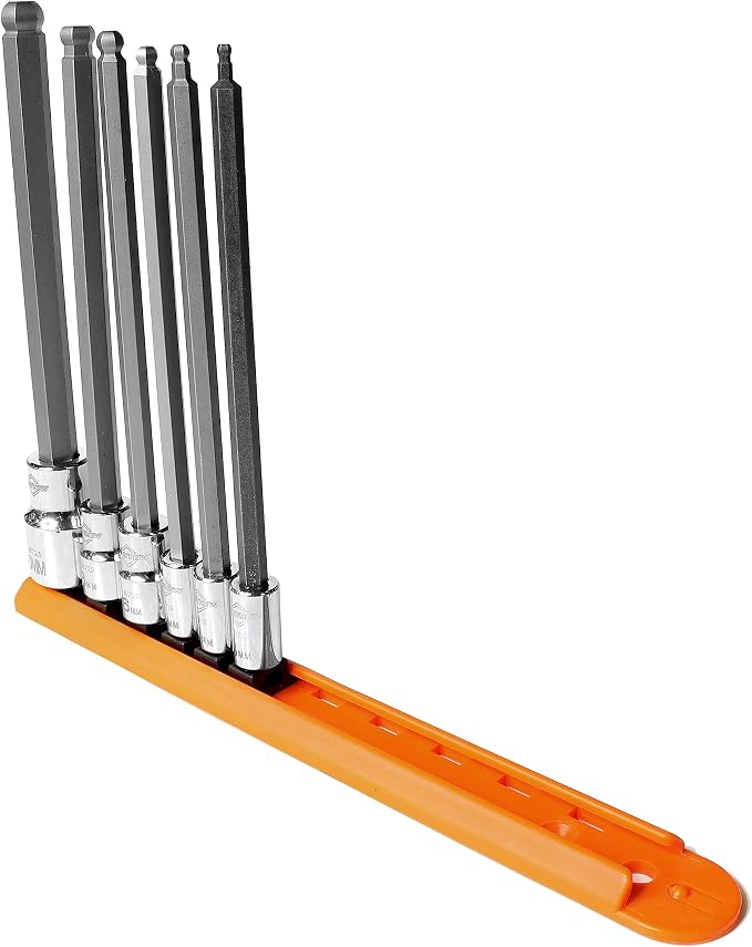 Mayhew Tools 16046 Metric Ball Hex Insert Socket Bit Set, Chrome, 6-Piece Long-Length