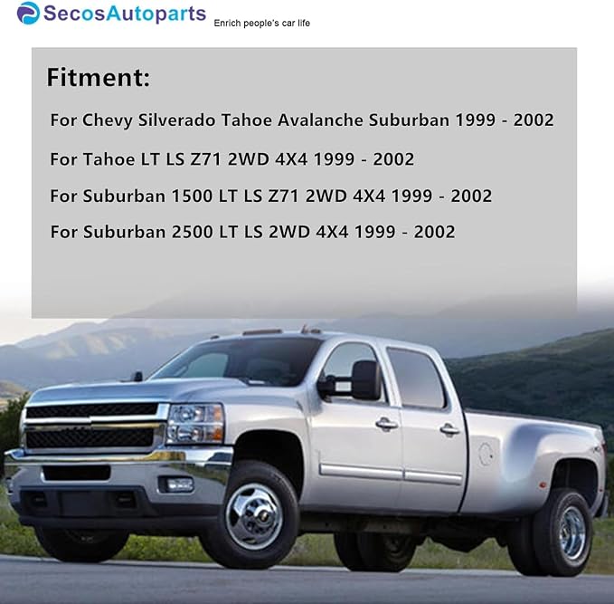 SecosAutoparts Driver & Passenger Bottom & Top Lean Back & Armrests Leather Seat Covers Light Tan # 522 or 922 Compatible with Chevy Silverado Tahoe Avalanche Suburban 1999 2000 2001 2002