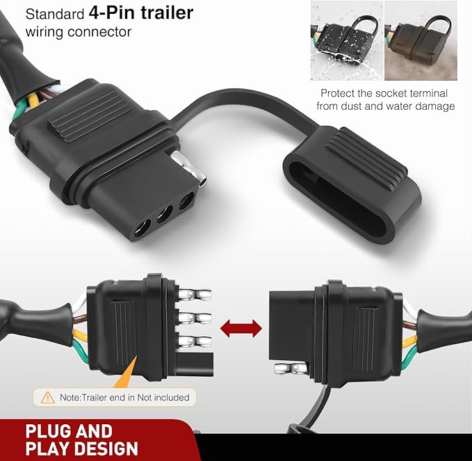 Nilight 4 Pin Trailer Wiring Harness Kit 56172 Vehicle Side Custom for 2011 2012 2013 2014 2015 2016 2017 2018 2019 Ford Explorer Police Interceptor Utility Simple Fit Tow Hitch Accessories