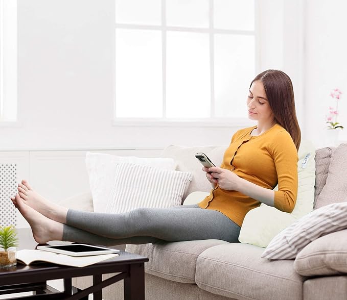 Nestl Reading Pillow with Shredded Memory Foam, Designed for Sitting Up in Bed and Couch, Back and Arms Adjustable Support for Adult & Teens Backrest Pillows for Reading, with Washable Cover Off White