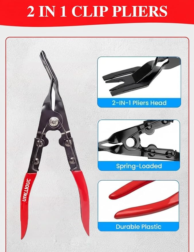 5-Piece Automotive Electrical Disconnect Pliers Kit, Terminal Connector Separator Removal Tool, Trim Clip Hose Clamp Plug Release Car Specialty, Professional Car Trim Repair Kits