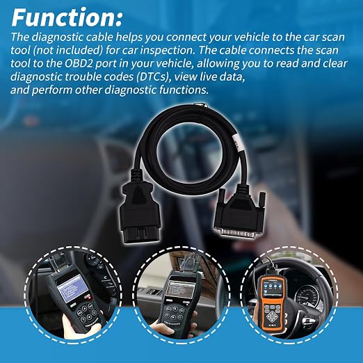 XTPTFABS OBD2 OBDII Cable Compatible with Zurich ZR11 ZR13 ZR15 Scan Tool Code Reader Scanner(Code Reader Scan Tool Part # 63807, 63806 and 56218)-Cable Total Length 5-FT
