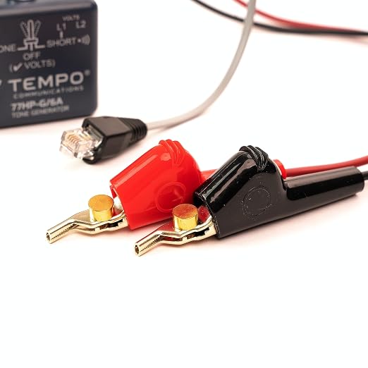 TEMPO 77HP-G/6A Tone Generator w/ABN Clips | Cable Tracing, Continuity Testing, Polarity Testing | RJ11, RJ45 | Twisted Pair & Coaxial Cables | Professional Grade Wire Tracer