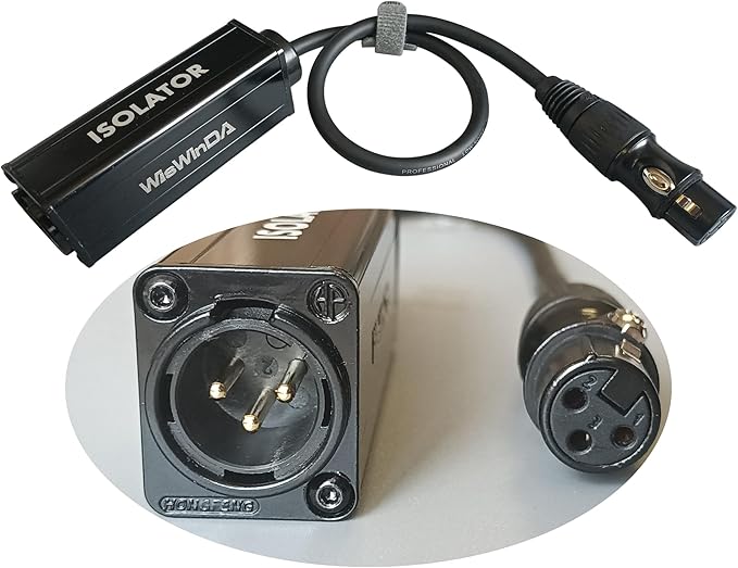 XLR Ground Loop Isolator Hum Eliminator for Home Stereo System/Speaker/Car Audio/Car Kit/Audio Player (Eliminate The Buzzing Noise) (XLR-HiFi Stereo with Cord)