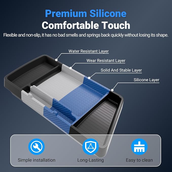 Dashboard Storage Organizer Compatible with 2022-2026 Chevy Silverado GMC Sierra 1500 2024-2026 2500HD 3500HD Silicone Storage Tray Replacement for 2022-2026 Chevy Silverado Accessories