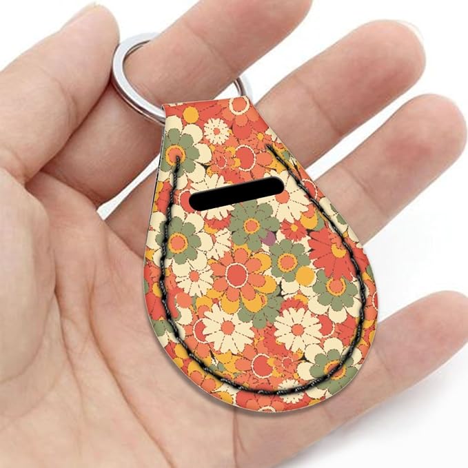 12 Pcs Beauty Hippie Floral Car Seat Cover Sets for Women Rainbow Boho Groovy Flowers Auto Steering Wheel Cover Seatbelt Pads+Daisy Cup Coasters+Keychains,Retro 70S Car Interior Set