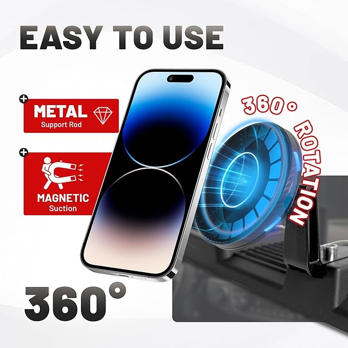 Dash Magnetic Phone Mount for 2024-2026 Jeep Wrangler JL JLU & Gladiator JT Accessories (NOT for 4XE), Multi-Mount 360° Rotating Phone Holder Dashboard Tray with Metal Rod