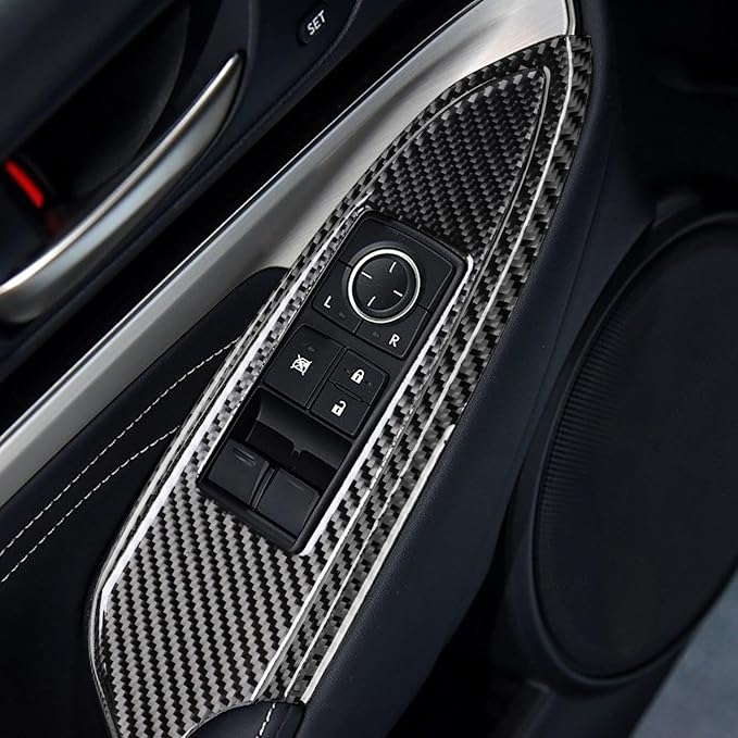 Soft Carbon Fiber Car Interior Window Lift Kit 6/Piece Decorative Sticker for Lexus RC300 350 200T 15-24 Carbon Fiber Interior Accessories