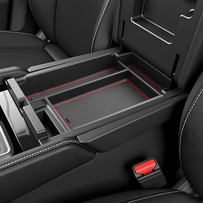 SKTU 2026 Pathfinder Center Console Organizer for 2026+ Nissan Pathfinder (SV/SL/Rock Creek/Platinum) Console Tray Nissan Pathfinder 2026 Accessories ABS Insert Armrest Storage Box (Red)