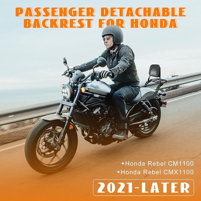 Motorcycle Sissy Bar Detachable Rear Passenger Backrest with Luggage Rack Backrest Pad for Honda Rebel 1100 1100T CMX1100 DCT 2021-2026 Replace OEM P/N:08R71-MLA-A00MLA-A00