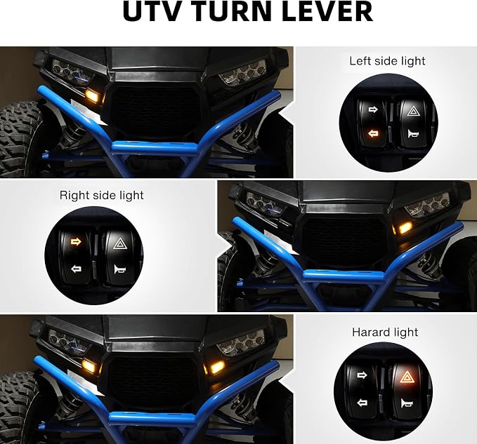 DREAMIZER UTV Turn Signal Kit with Horn,Pre-Wired, Plug and Play ATV SXS Blinker with Rocker Switch, Hazard Light, Universal Street Legal Turn Signals Compatible with Polaris Can-Am and more