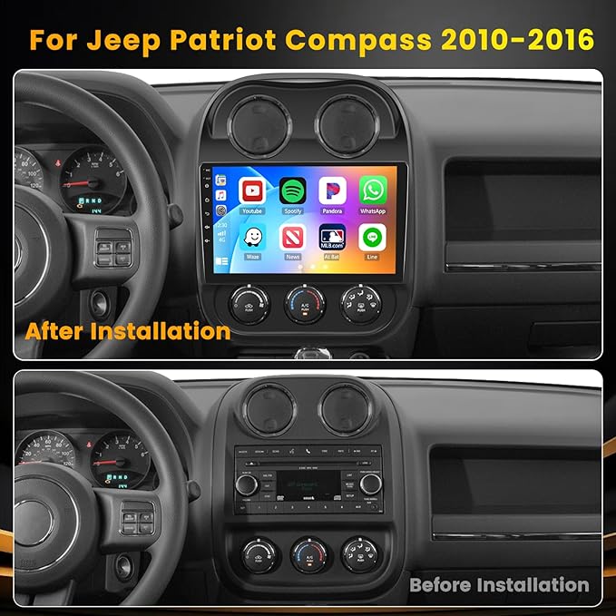 [HiFi] Hikity Android 15 Car Stereo for Jeep Patriot Compass 2010-2016, 10.1'' Touchscreen Compass Radio Wireless CarPlay Android Auto Mirror Link, Bluetooth Audio FM Radio 5G WiFi/EQ GPS Backup Cam
