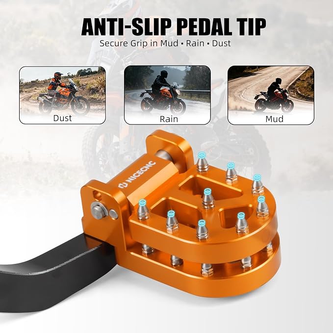 NICECNC Orange Adjustable Rear Brake Pedal Compatible with Husqvarna 901 Norden 901/901 Expedition 2022-2025, Compatible with KTM 790 890 Adventure/R/S/Rally 2021-2025, 890 SMT 2023-2025